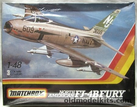 Matchbox 1/48 North American FJ-4B Fury - US Navy VA-126 NAS Miramar or Marines VMA-223 El Toro 1958, PK652 plastic model kit